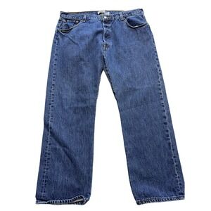 Levis 501 Jeans Mens 42x30 Blue Medium Wash Straight Leg Button Fly Denim Pants‎